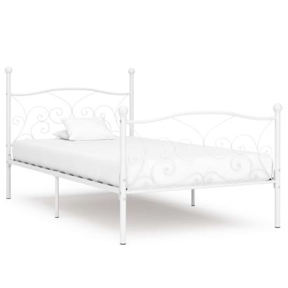 Cadru de pat cu bază din șipci, alb, 100 x 200 cm, metal GartenMobel Dekor