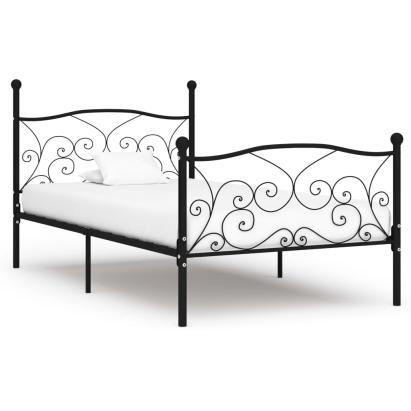 Cadru de pat cu bază din șipci, negru, 100 x 200 cm, metal GartenMobel Dekor