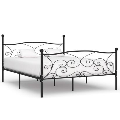 Cadru de pat cu bază din șipci, negru, 200 x 200 cm, metal GartenMobel Dekor