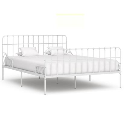 Cadru de pat cu bază din șipci, alb, 200 x 200 cm, metal GartenMobel Dekor
