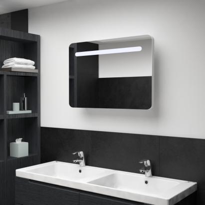 Dulap de baie cu oglindă și LED, 80 x 9,5 x 55 cm   GartenMobel Dekor