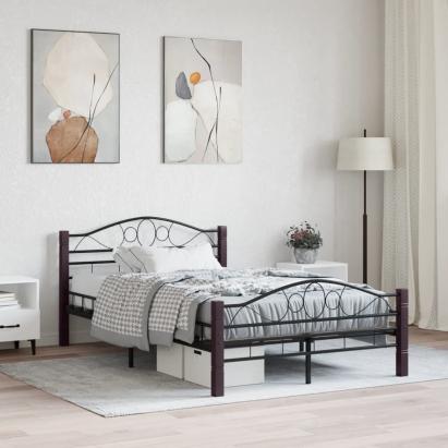 Cadru de pat, negru, 120 x 200 cm, metal GartenMobel Dekor