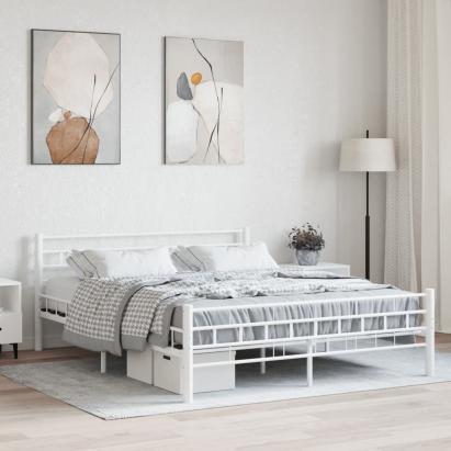 Cadru de pat, alb, 160 x 200 cm, metal GartenMobel Dekor