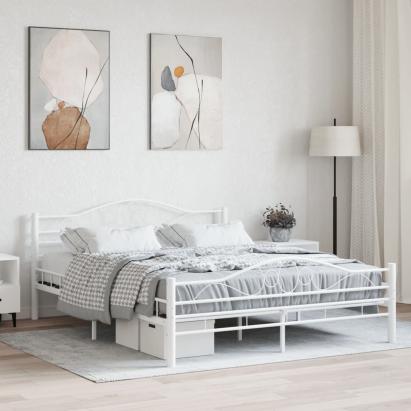 Cadru de pat, alb, 160 x 200 cm, metal GartenMobel Dekor