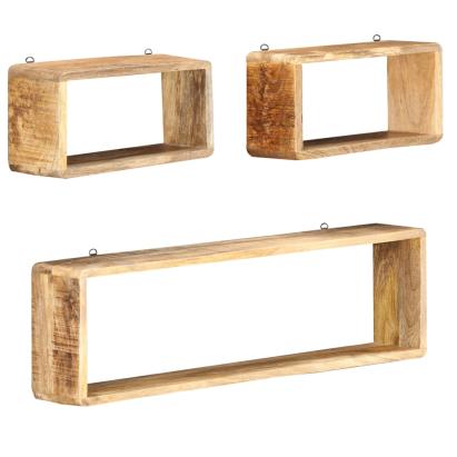 Set rafturi de perete cub, 3 piese, lemn masiv de mango GartenMobel Dekor