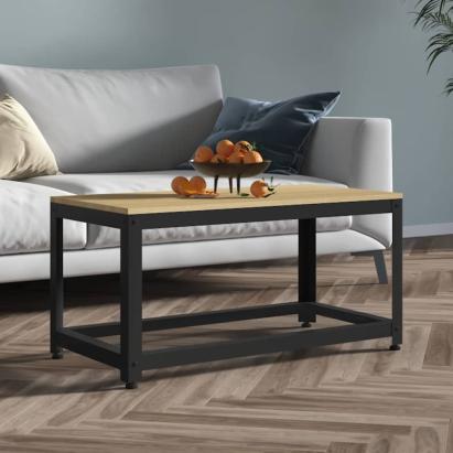 Măsuță de cafea, maro deschis & negru, 90x45x45 cm, MDF și fier GartenMobel Dekor