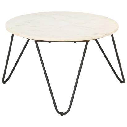 Măsuță de cafea alb 65x65x42 cm piatră naturală aspect marmură GartenMobel Dekor