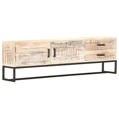 Comodă TV, 140 x 30 x 45 cm, alb, lemn masiv de acacia GartenMobel Dekor