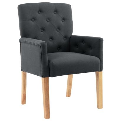 Scaun de bucătărie cu cotiere, gri, material textil GartenMobel Dekor