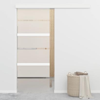 Ușă glisantă, argintiu, 76 x 205 cm, sticlă ESG și aluminiu GartenMobel Dekor