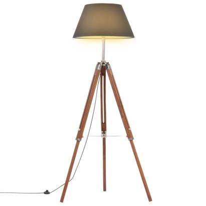 Lampă de podea trepied maro miere și negru 141 cm lemn de tec GartenMobel Dekor