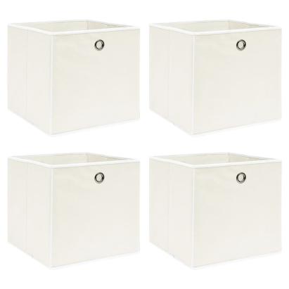 Cutii de depozitare, 4 buc., alb, 32x32x32 cm, textil GartenMobel Dekor