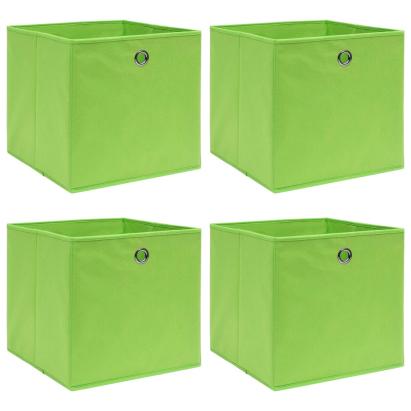 Cutii de depozitare, 4 buc., verde, 32x32x32 cm, textil GartenMobel Dekor