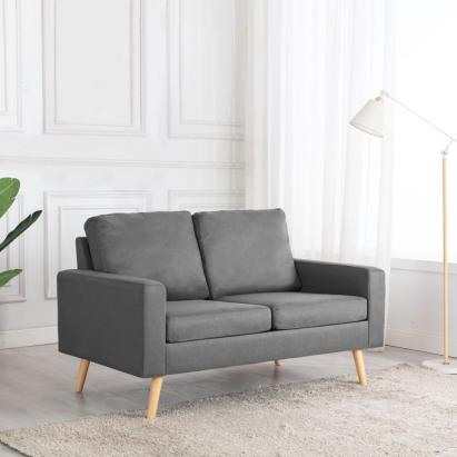 Canapea cu 2 locuri, gri deschis, material textil GartenMobel Dekor