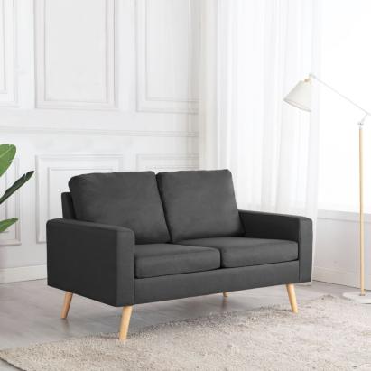 Canapea cu 2 locuri, gri închis, material textil GartenMobel Dekor