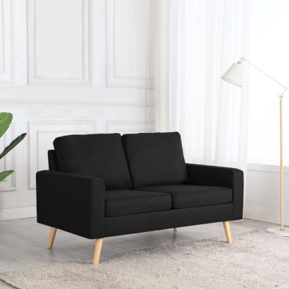 Canapea cu 2 locuri, negru, material textil GartenMobel Dekor