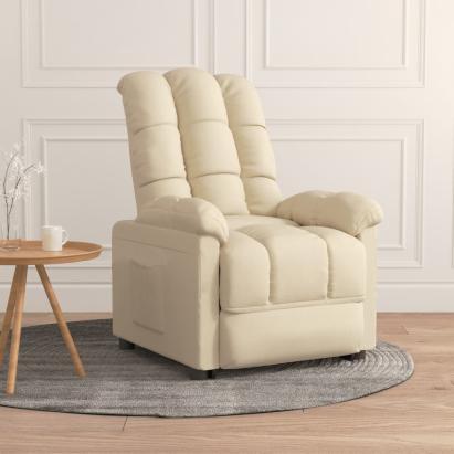 Fotoliu rabatabil, crem, material textil GartenMobel Dekor
