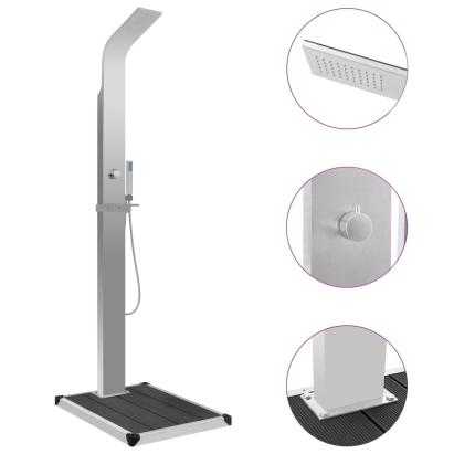 Duș de exterior cu cădiță, WPC și oțel inoxidabil GartenMobel Dekor