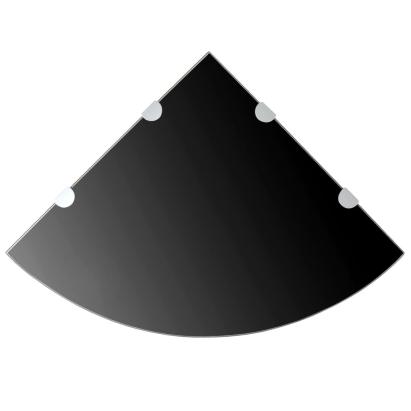 Rafturi de colț cu suporturi crom 2 buc. negru 45x45 cm sticlă GartenMobel Dekor