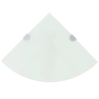 Rafturi de colț cu suporturi de crom 2 buc. alb 25x25 cm sticlă GartenMobel Dekor