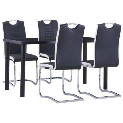 Set mobilier de bucătărie, 5 piese, negru, piele ecologică GartenMobel Dekor