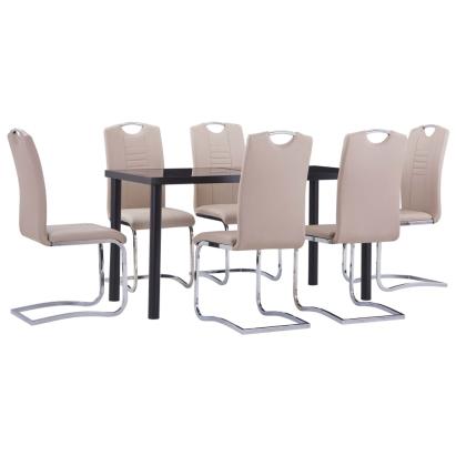 Set mobilier de bucătărie, 7 piese, cappuccino, piele ecologică GartenMobel Dekor