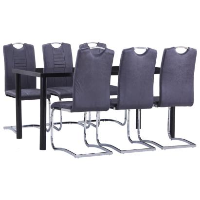 Set mobilier de bucătărie, 7 piese, gri, velur ecologic GartenMobel Dekor