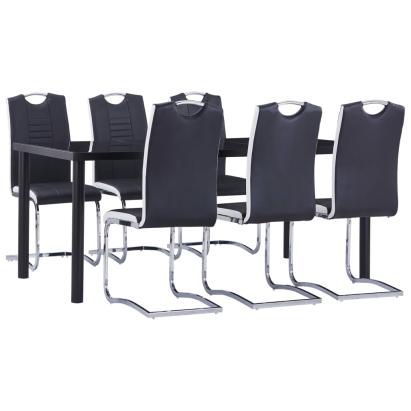 Set mobilier de bucătărie, 7 piese, negru, piele ecologică GartenMobel Dekor