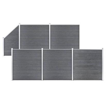 Set panouri gard, 5 pătrate + 1 oblic, gri, 965 x 186 cm, WPC GartenMobel Dekor