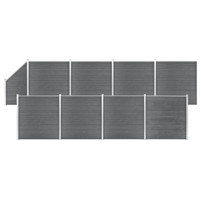 Set panouri gard, 2 pătrate + 1 oblic, gri, 1484 x 186 cm, WPC GartenMobel Dekor