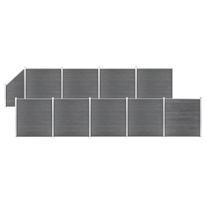Set panouri gard, 9 pătrate + 1 oblic, gri, 1657x186 cm, WPC GartenMobel Dekor
