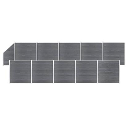Set gard din WPC, 10 buc. pătrate + 1 oblică, 1830x186 cm, gri GartenMobel Dekor