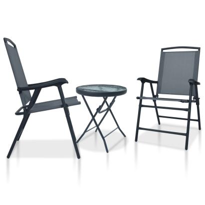 Set mobilier tip bistro, 3 piese, gri, oțel GartenMobel Dekor