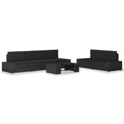 Set mobilier de grădină, 6 piese, negru, poliratan GartenMobel Dekor