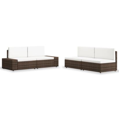 Set mobilier de grădină, 4 piese, maro, poliratan GartenMobel Dekor