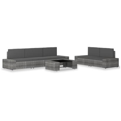 Set mobilier de grădină, 6 piese, gri, poliratan GartenMobel Dekor