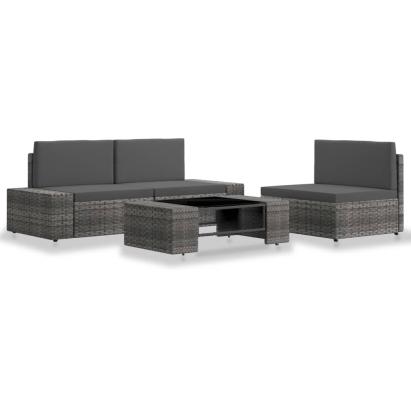 Set mobilier de grădină, 4 piese, gri, poliratan GartenMobel Dekor