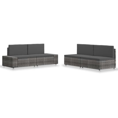 Set mobilier de grădină, 4 piese, gri, poliratan GartenMobel Dekor
