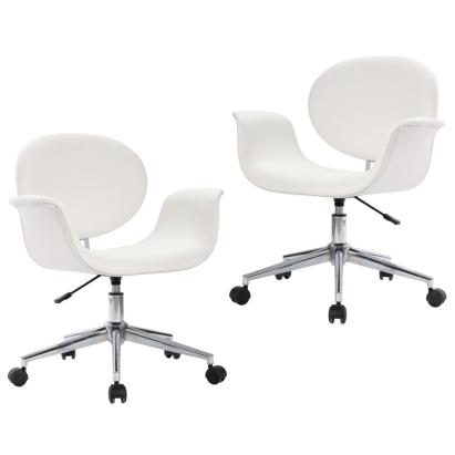 Scaune de bucătărie pivotante, 2 buc., alb, piele artificială GartenMobel Dekor