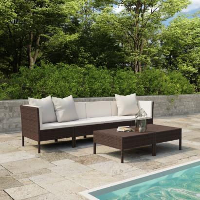 Set mobilier de grădină cu perne, 6 piese, maro, poliratan GartenMobel Dekor