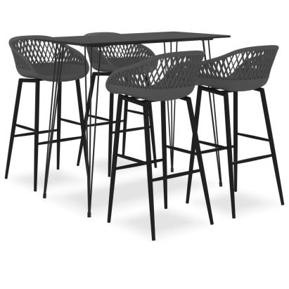 Set mobilier de bar, 5 piese, negru și gri GartenMobel Dekor