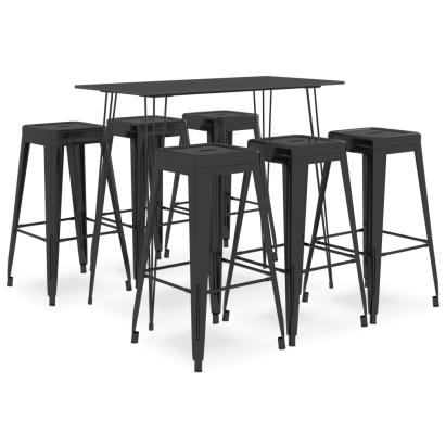 Set mobilier de bar, 7 piese, negru GartenMobel Dekor