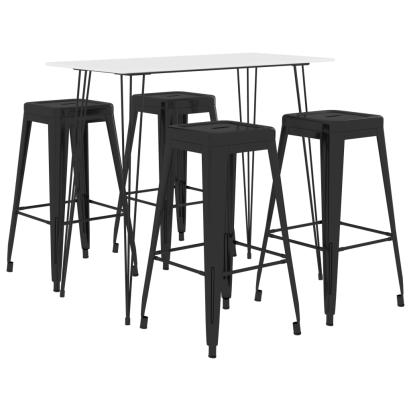 Set mobilier de bar, 5 piese, alb și negru GartenMobel Dekor