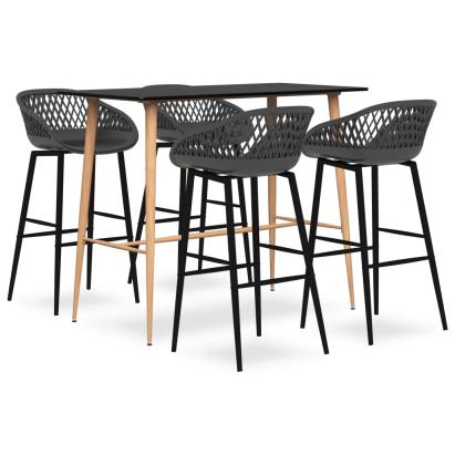 Set mobilier de bar, 5 piese, negru și gri GartenMobel Dekor