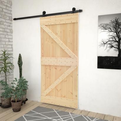 Ușă glisantă cu set feronerie, 80 x 210 cm, lemn masiv de pin GartenMobel Dekor