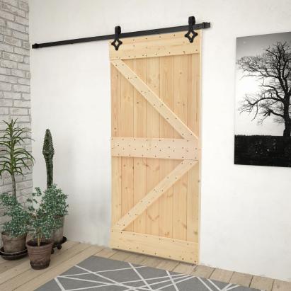 Ușă glisantă cu set feronerie, 90 x 210 cm, lemn masiv de pin GartenMobel Dekor