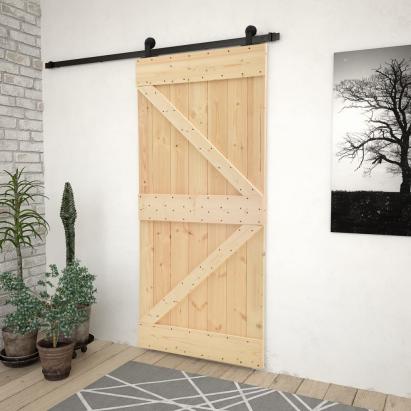 Ușă glisantă cu set feronerie, 90 x 210 cm, lemn masiv de pin GartenMobel Dekor