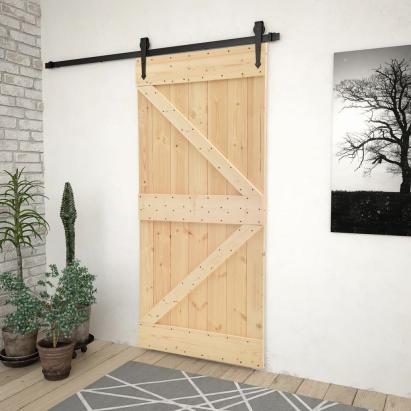 Ușă glisantă cu set feronerie, 100 x 210 cm, lemn masiv de pin GartenMobel Dekor