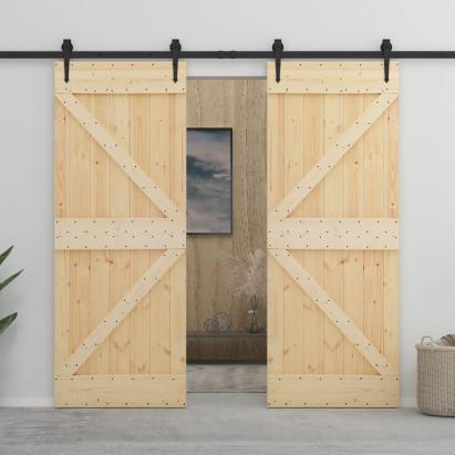 Ușă glisantă cu set feronerie, 100 x 210 cm, lemn masiv de pin GartenMobel Dekor