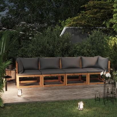 Canapea de grădină cu 4 locuri, cu perne, lemn masiv de acacia GartenMobel Dekor